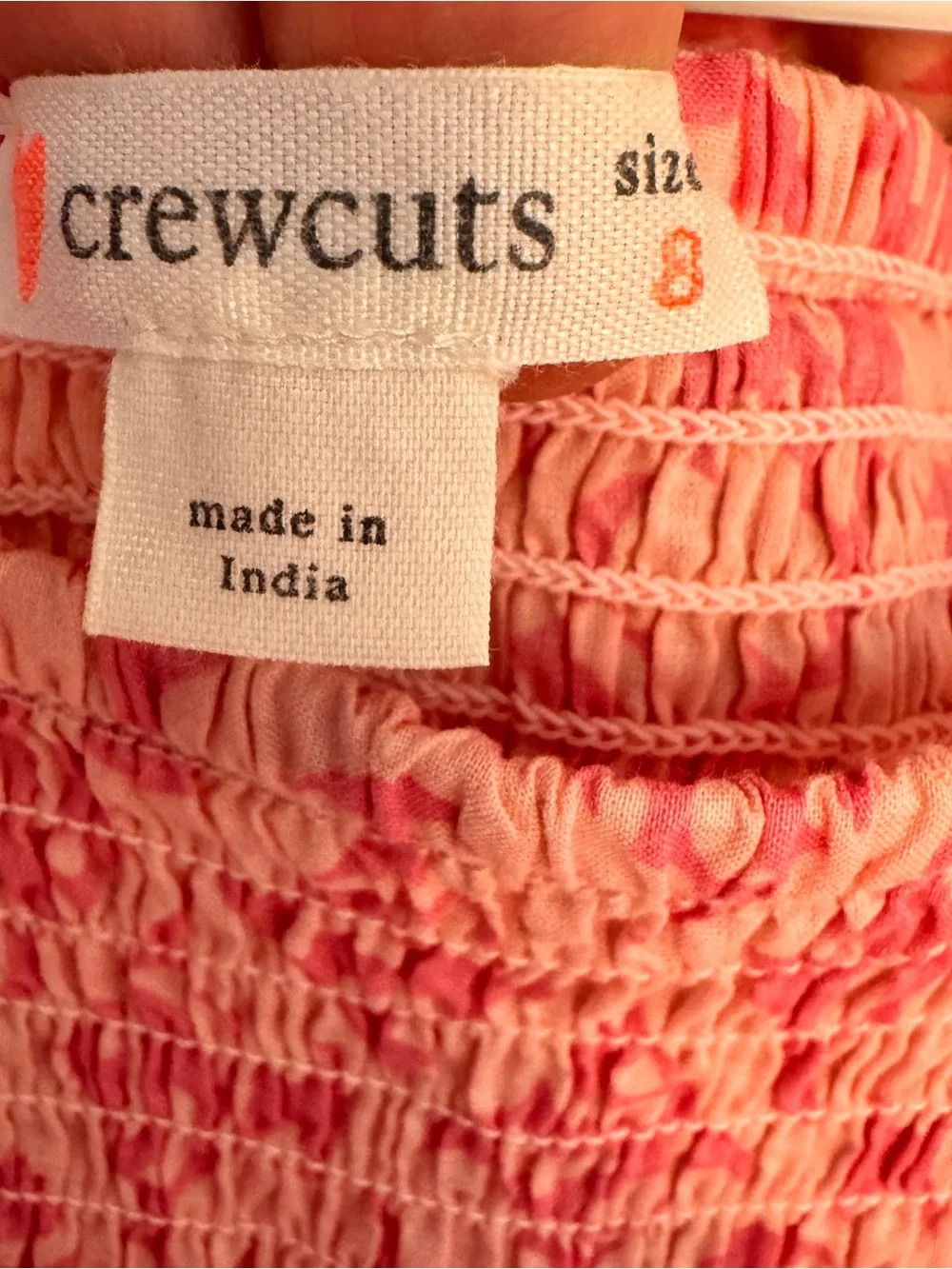 J Crew Crewcuts Girls' Pink smocked ruffle dress Fish Print Size 8